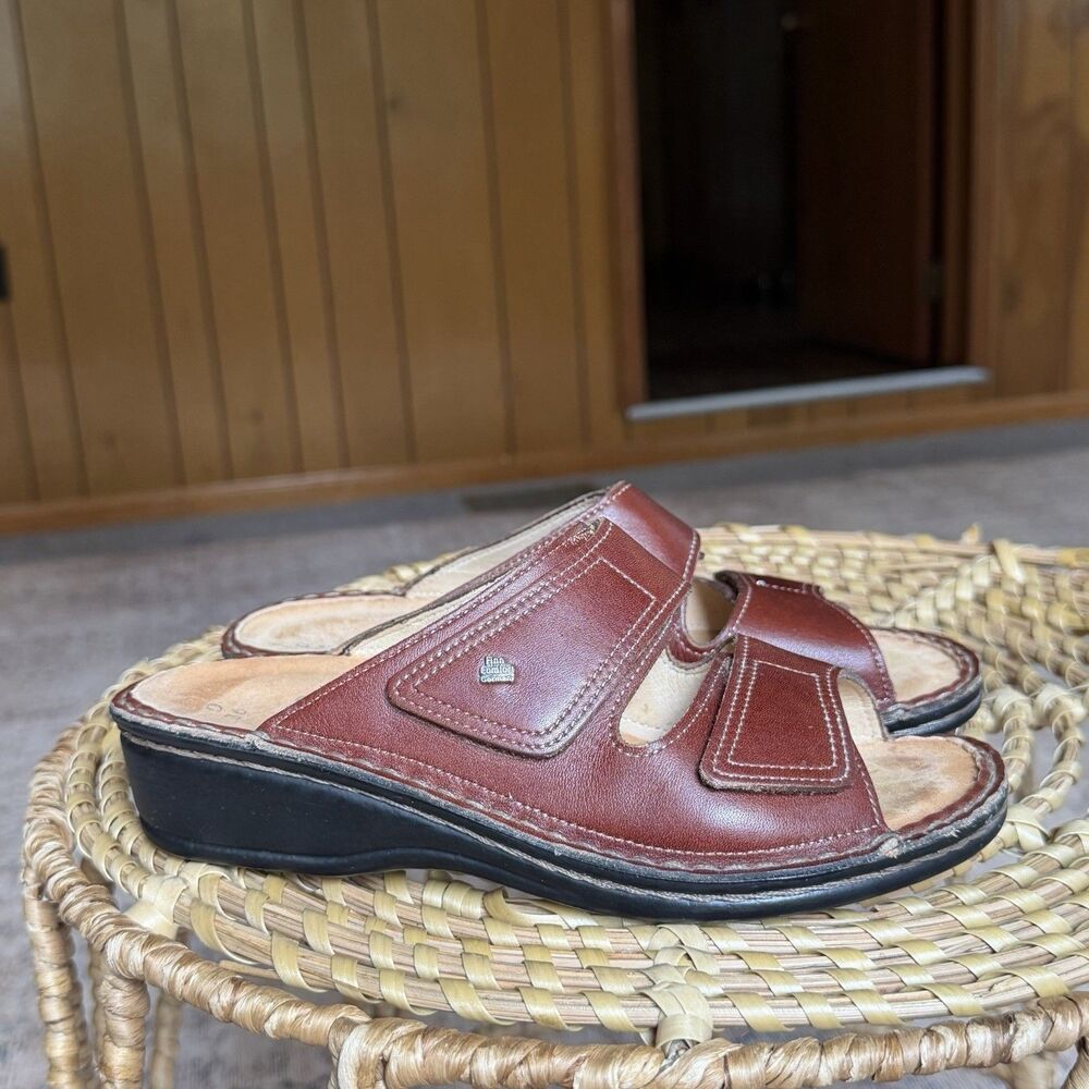 $245 Finn Comfort Brown Leather Jamaica Slip On Sandals Flats Germany Sz 36 US 6 - Picture 2 of 14